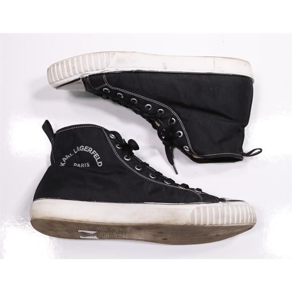 Karl Lagerfeld Mens Black White High Top Sneakers Eu 44 - US 11 - Picture 8 of 10